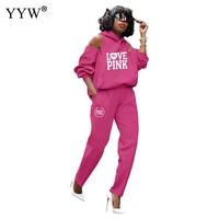 autumn winter women pink tracksuit sets pullover hoodies pants female solid color casual backless sport two piece outfits 2022