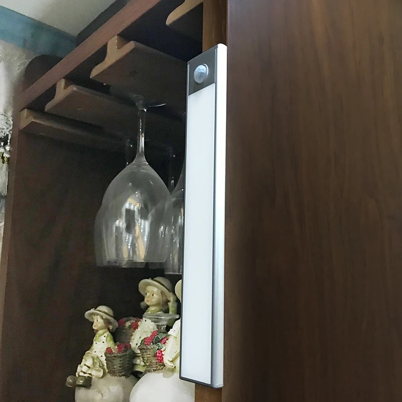 23/40/60 см Светодиодная подсветка под шкаф движения PIR Сенсор лампа USB Перезаряжаемые Спальня шкаф Кухня ночной Светильник
