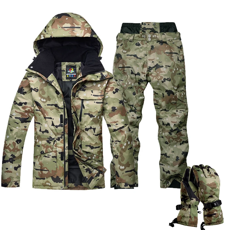 

Женская куртка и брюки, Мужская одежда для снега, Спортивная специальная одежда для сноуборда, ветрозащитный водонепроницаемый лыжный костюм, камуфляжный комплект