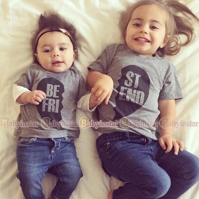 Модная Детская футболка с коротким рукавом из хлопка принтом Лучший Друг высокое