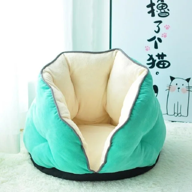 Green Кровать для кота-любимца Крытый котенок полуоткрытый дом теплый мягкий удобный для домашних животных Маленькие Средние собаки спящие коты коврики Cave зимний продукт - Цвет: Green