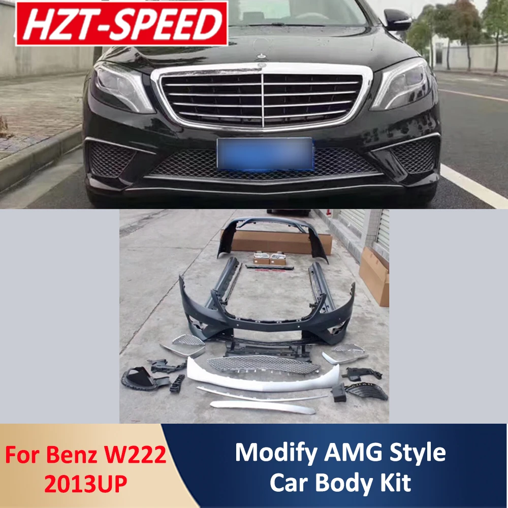 

W222 Modified to AMG Style Car Body Kit Unpainted PP Front Rear Bumper Side Skirts Pipe Throat For Benz W222 S320 S350 S400 S500
