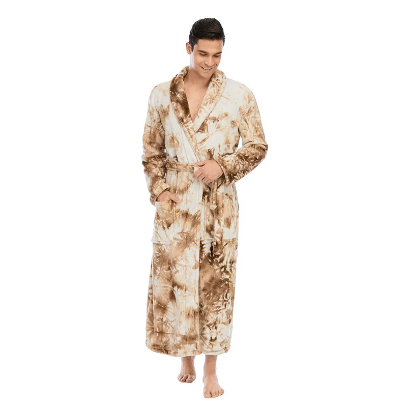 High quality home wear flannel pajamas tie-dye pajamas winter thickening home clothing long sleeve long pajamas2021