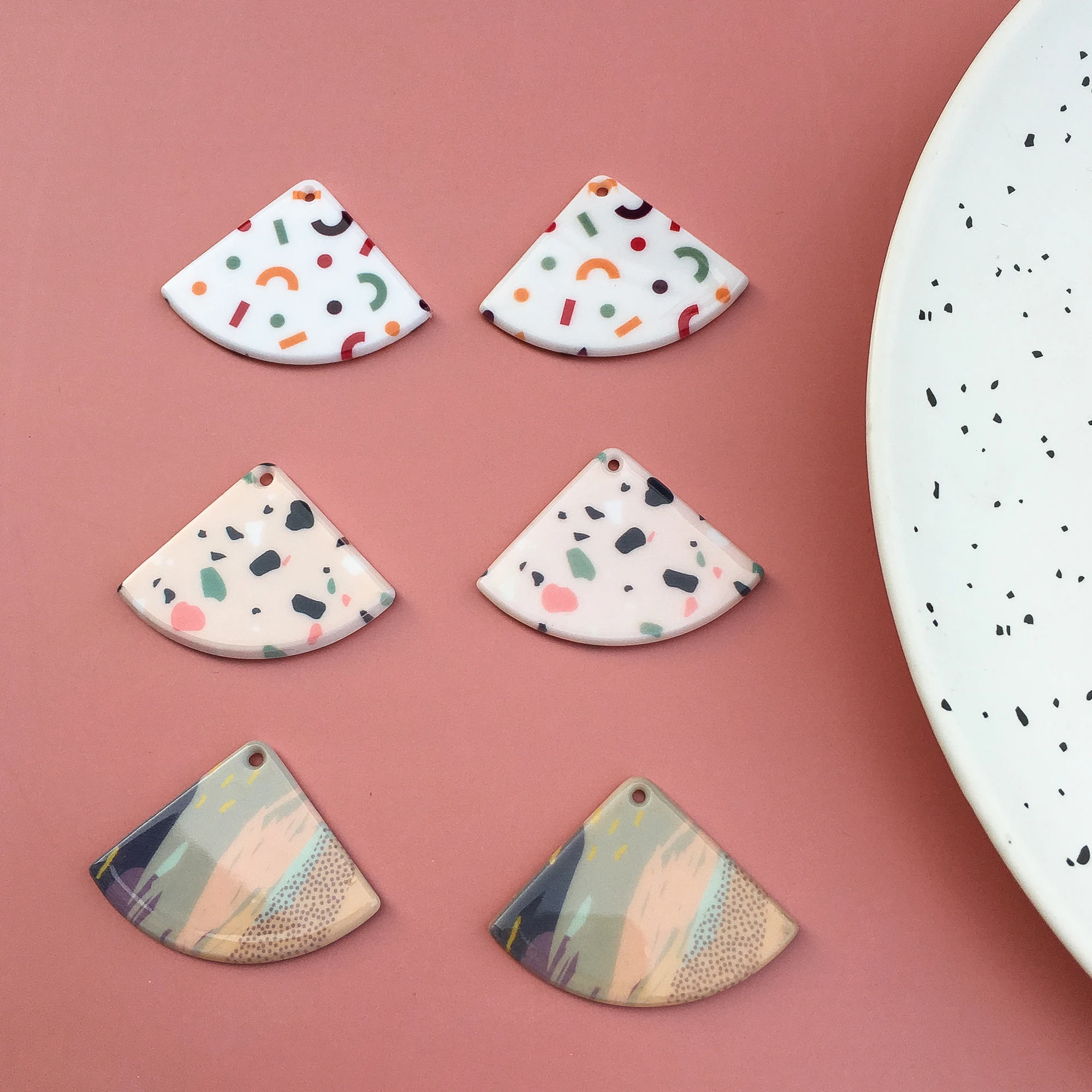 Ins Геометрическая Печать окрашивание детский сад акриловый треугольный веер Diy