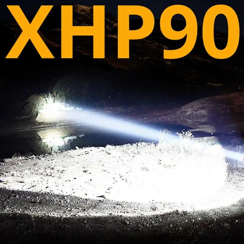 Супермощный светодиодный фонарик XHP90 Тактический XHP70 с зумом водонепроницаемый