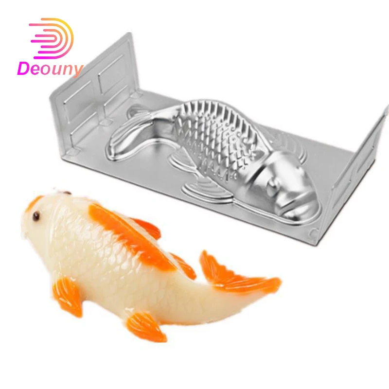 

DEOUNY 3D Aluminum Carp Cake Mold DIY Decorating Tools Chinese New Year Rice Cake Jelly Pudding Die Baking Mould 3 Size New Hot