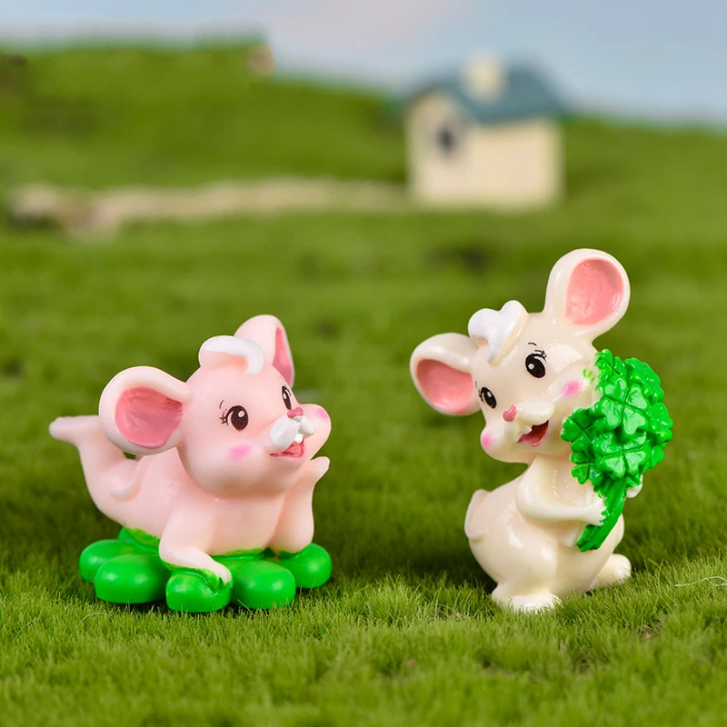 Миниатюрная фигурка розовой мыши аксессуары для украшения дома Статуэтка из