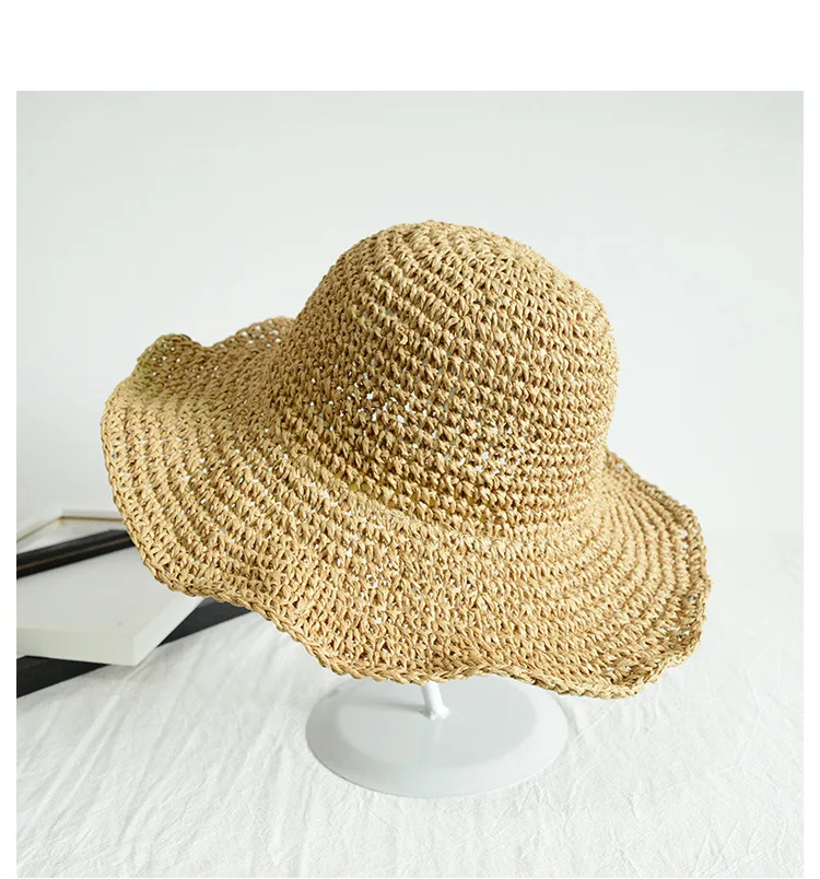 

Hot Summer Hoilday Floppy Straw Hat Women Ladies Wide Brim Beach Foldable Bow Flower Straw Sun Hat Sun Cap One Size Wide