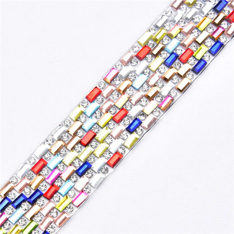 2 ярда прямоугольные черные стеклянные стразы горячей фиксации цепочка отделка