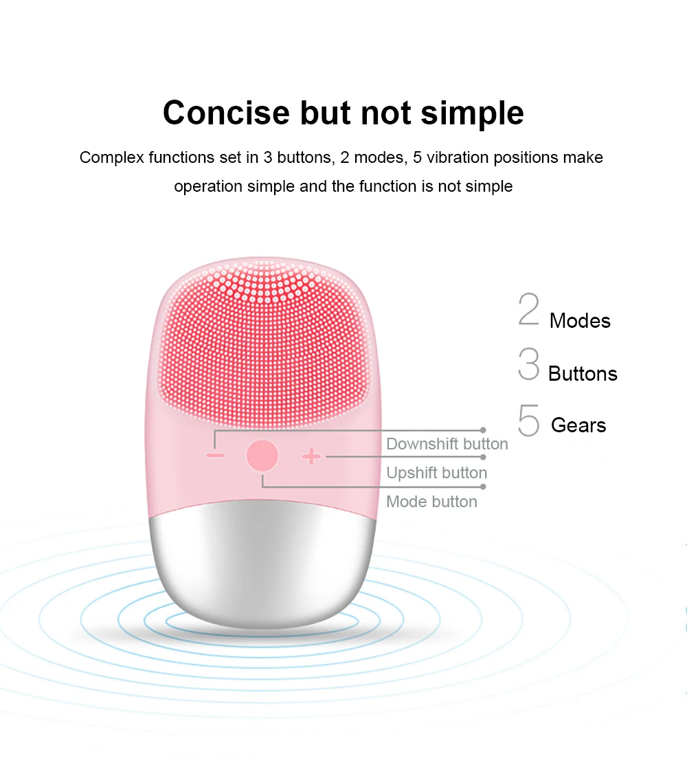 2 шт. электрическая звуковая Очищающая щетка для лица Вибрационный очиститель IPX7