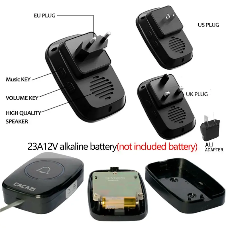 Беспроводной водонепроницаемый дверной звонок диапазон 300 м вилка для США ЕС