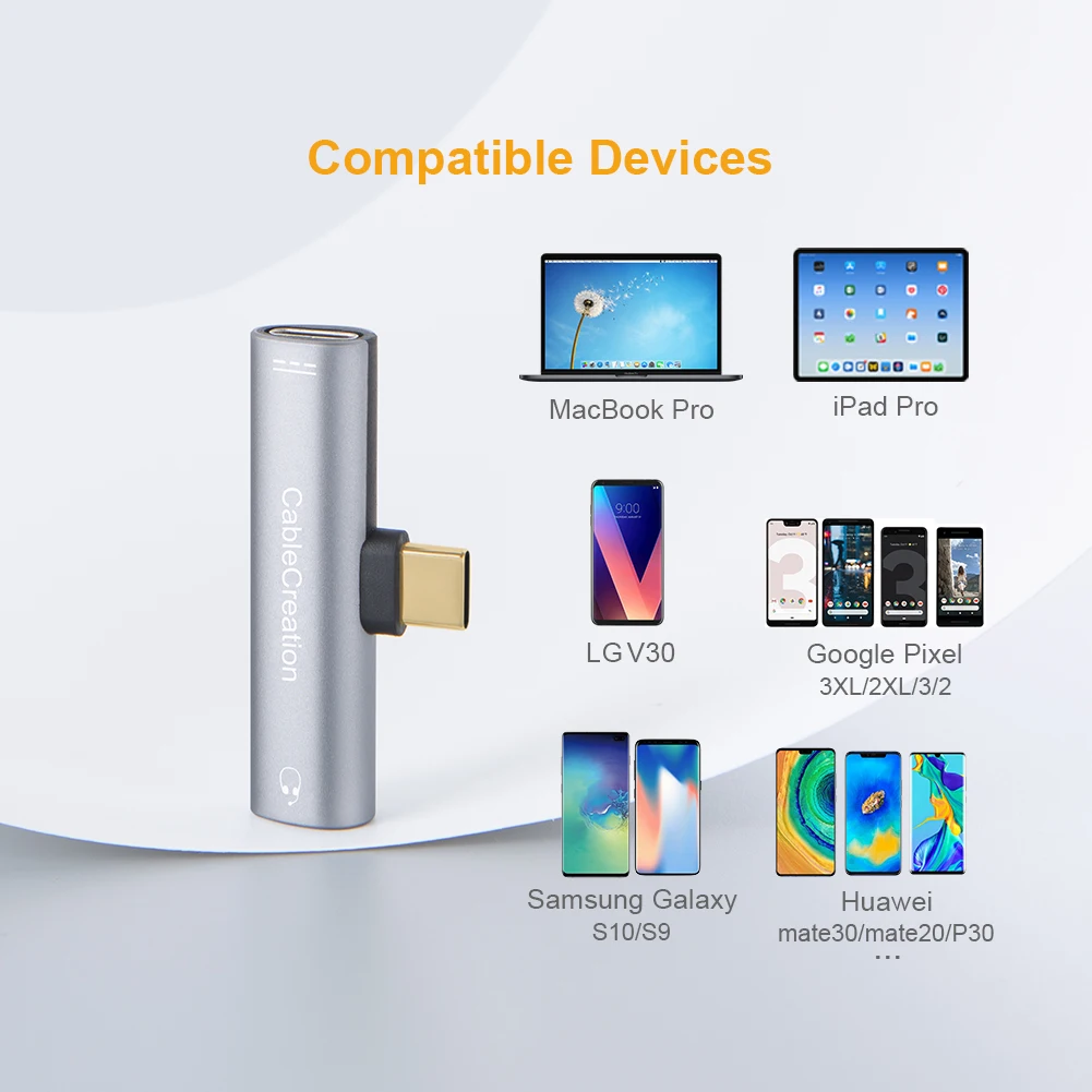CableCreation USB Type C to 3.5mm Jack Earphone 2 in 1 Audio Cable Adapter with PD QC Charging Cord For Huawei Samsung | Электроника