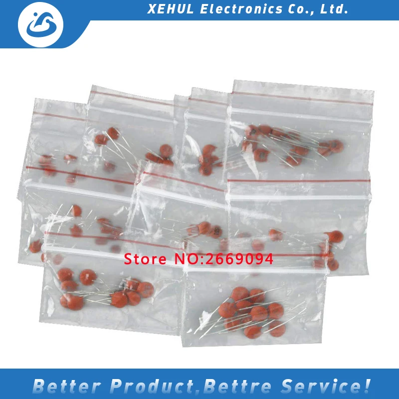 300 шт./лот с алюминиевой крышкой 50В 2PF 0.1UF 30 valuesX10pcs керамический конденсаторный