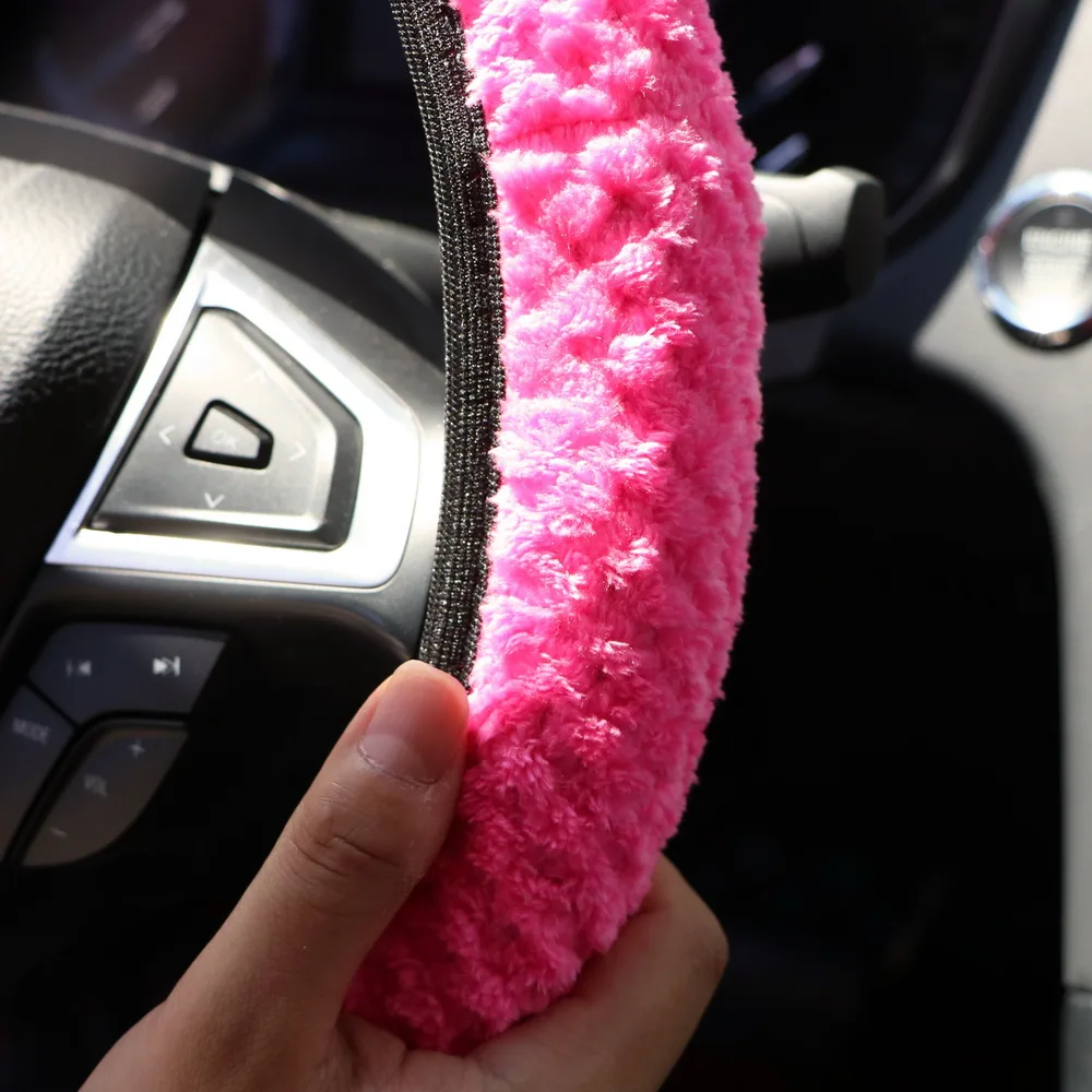 

Soft Warm Plush Covers Car Steering Wheel Cover Pearl Velvet Auto Decoration Winter Warm Universal Car-styling
