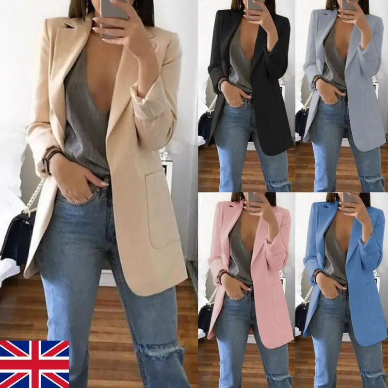 

Women Fashion Warm Slim Fit Formal Blazer Long Suit Coats Work Outwear Jackets