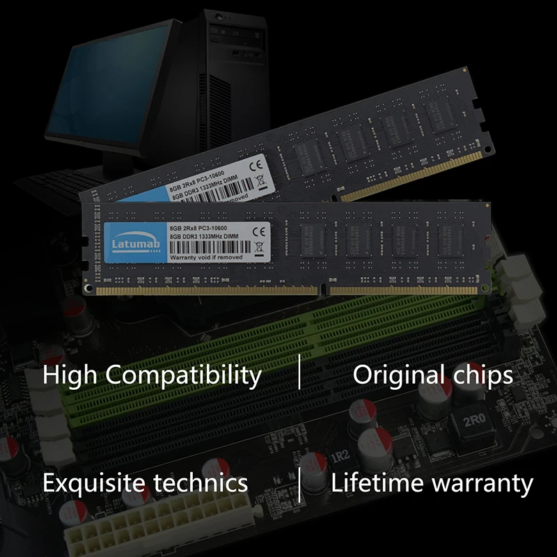 Latumab DDR3 4 GB/8 GB/16 GB/32 GB/DDR3 PC3 1066 МГц 1333 1600 МГц 1866 10600 12800 8500 Pc оперативная память Настольный сервер модуль памяти Ram