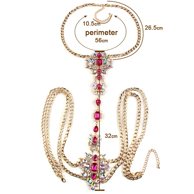 Женское длинное ожерелье с кристаллами массивное ожерелье-цепочка со стразами