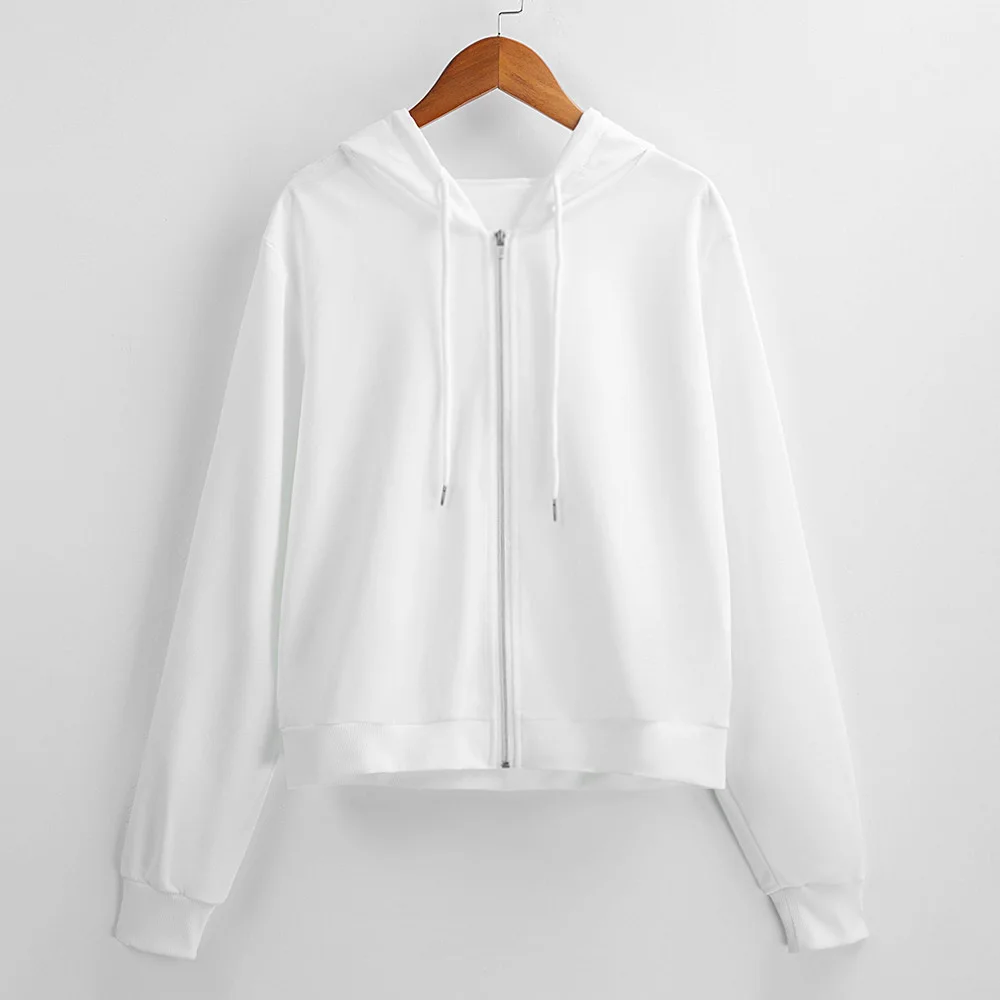 Женская осенне зимняя толстовка на молнии с капюшоном размера d укороченные