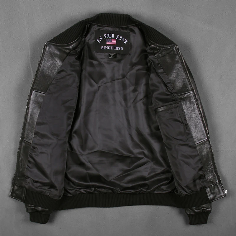 

Men's Thick Cowhide Genuine Leather Jackets Slim Fitting Black Baseball Jacket 2XL 3XL Male Motorcycle Jackets Nice SHIPPING