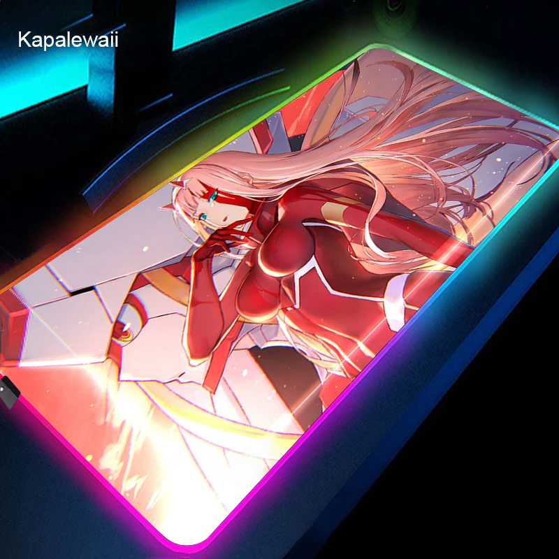 

Zero Two Darling In The FranXX Large RGB Computer Mouse Pad Gamer LED Gaming Accessiores Desk Mat Computer Desk Non-Slip Carpet