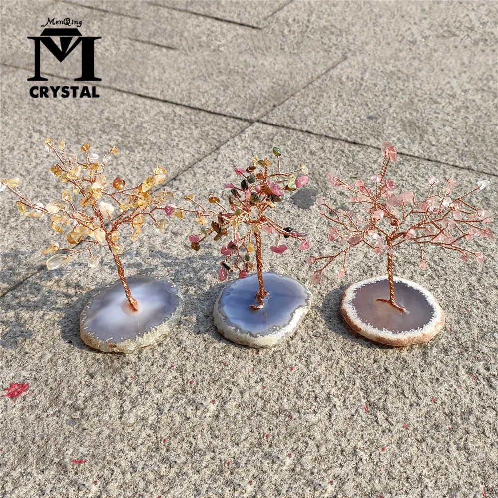 Хрустальный розовый кварц цитрин разобранные камни Рождественское дерево жизни