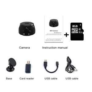 black-set-8Gcard SOVAWIN wifi HD видеокамера CMOS датчик красный светильник ночное видение 5 М камера шпионский монитор Скрытая камера микро камера Поддержка 4-128 г - Цвет: black-set-8Gcard