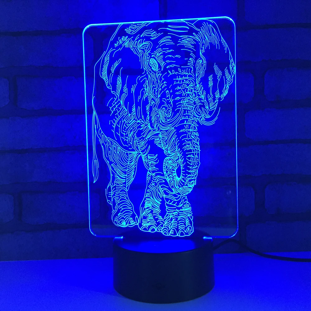 

Elephant LED RGB Night Light 7 Color Change Desk Light Action Figures 1826 Boys Girls Christmas Toys