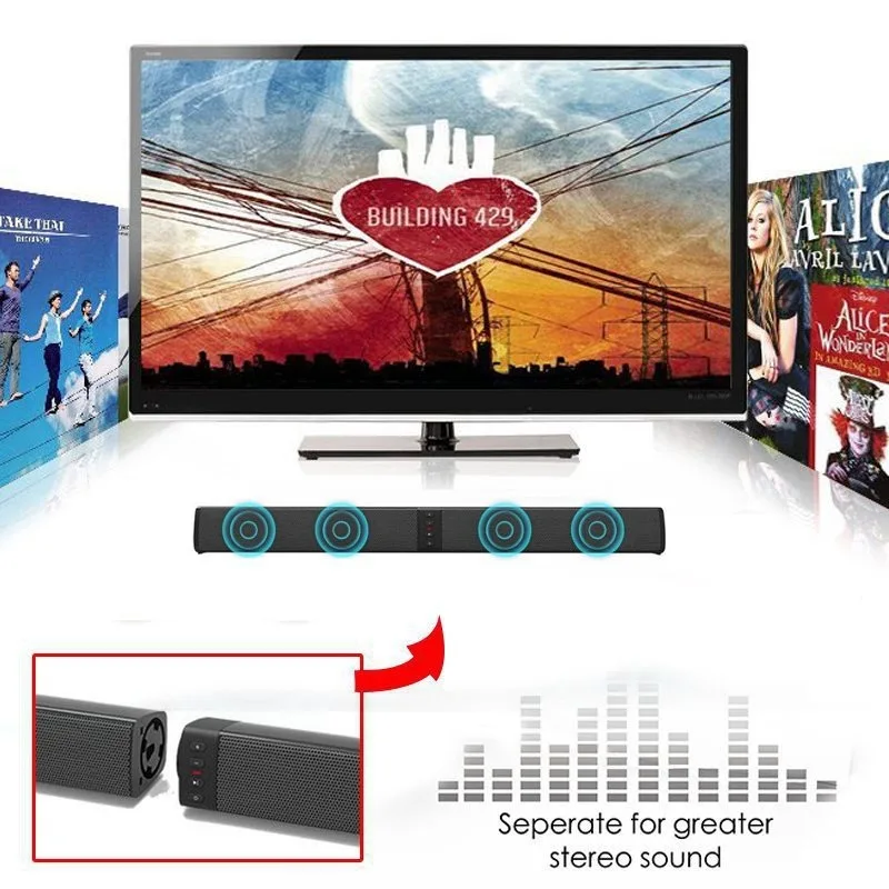Съемный беспроводной Саундбар динамик 20 Вт FM Bluetooth 4 2 Колонка Стерео ТВ s домашний
