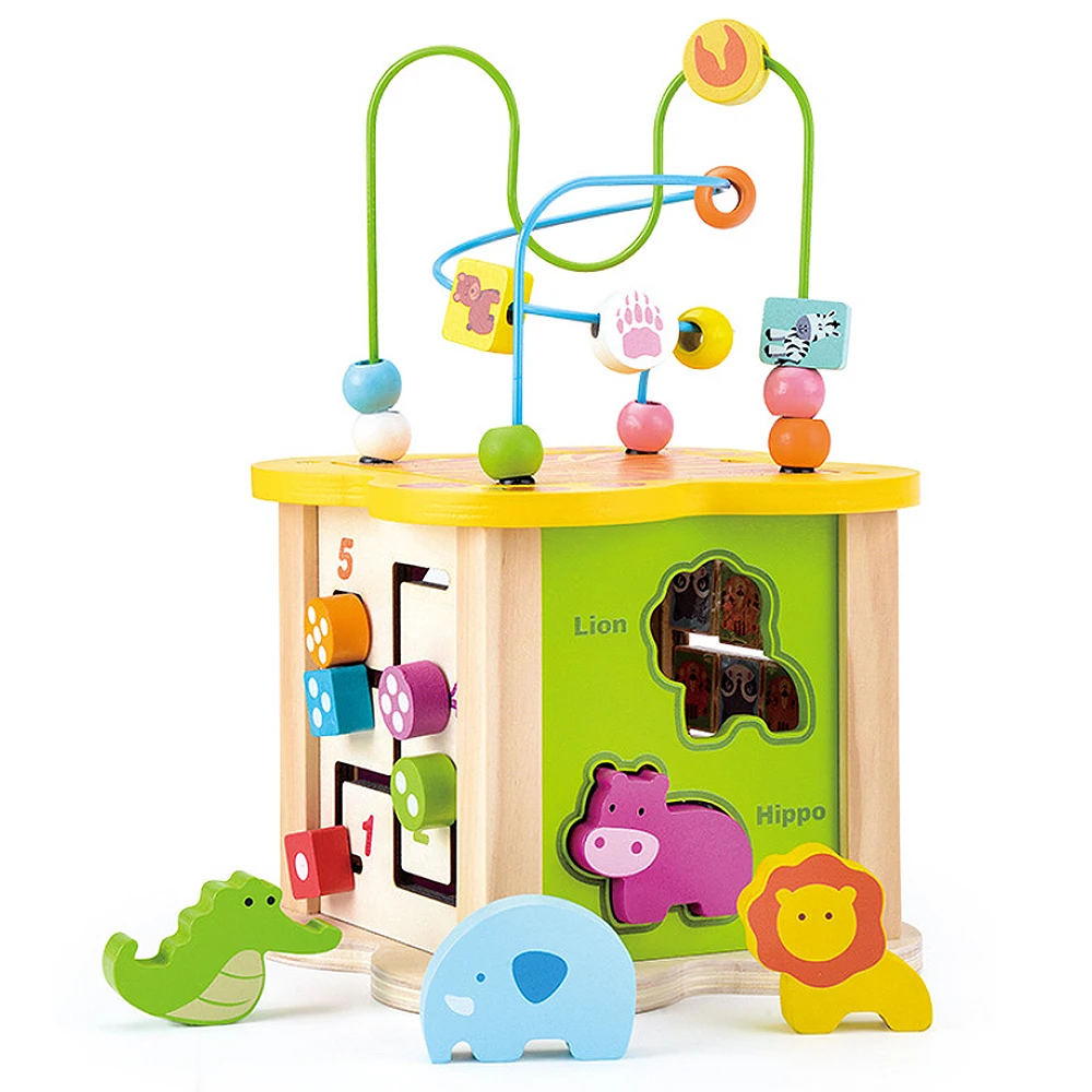 6 в 1 деревянные строительные блоки активный кубик бисера лабиринт многоцелевая