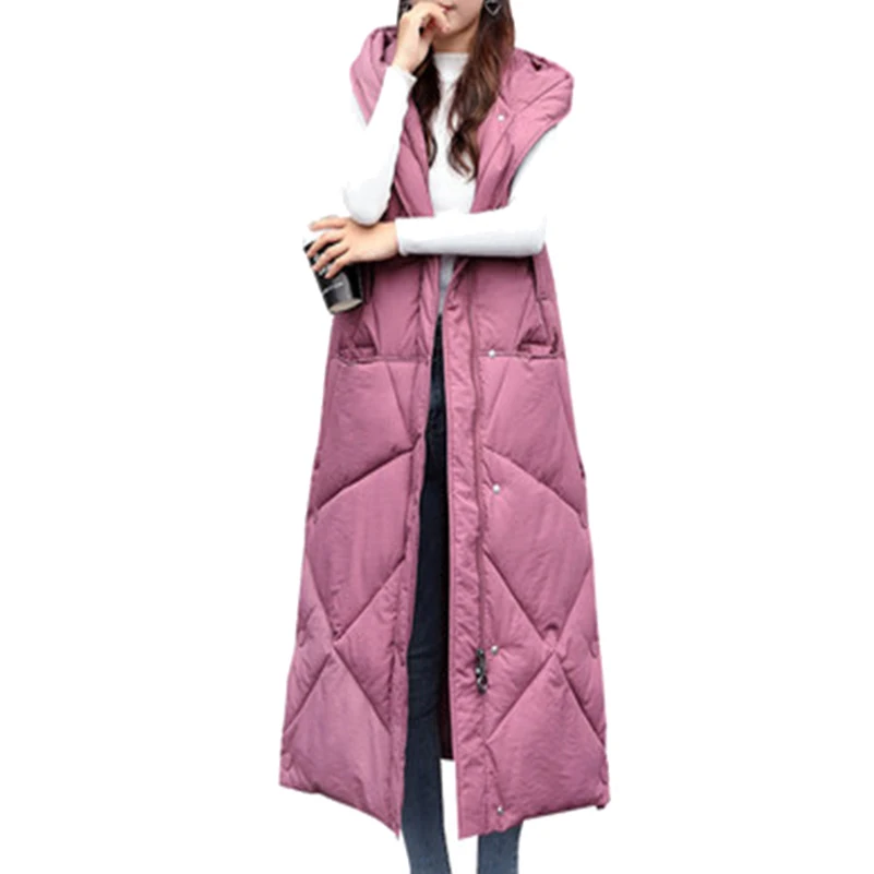 

2021 парки, зимняя женская жилетка, куртка X-Long, толстый, сохраняющий тепло пуховик, Студенческая Женская однотонная свободная повседневная ку...