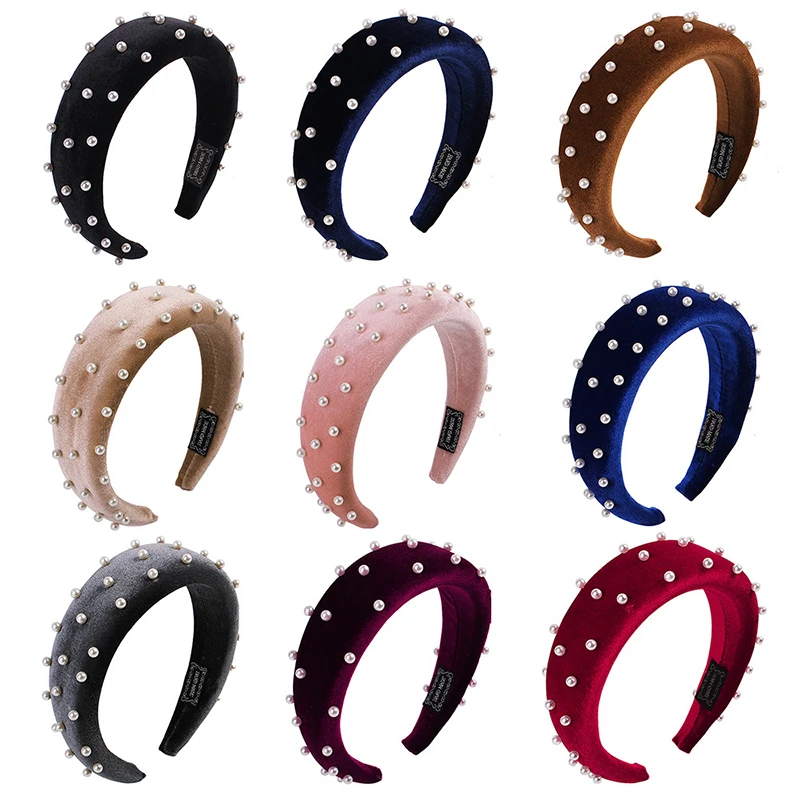 

China Embroidery #2 Fashion Girls Headband Handmade Shining Pearls Rhinestone Ornament Hairband Knot Turban Hair Accessories