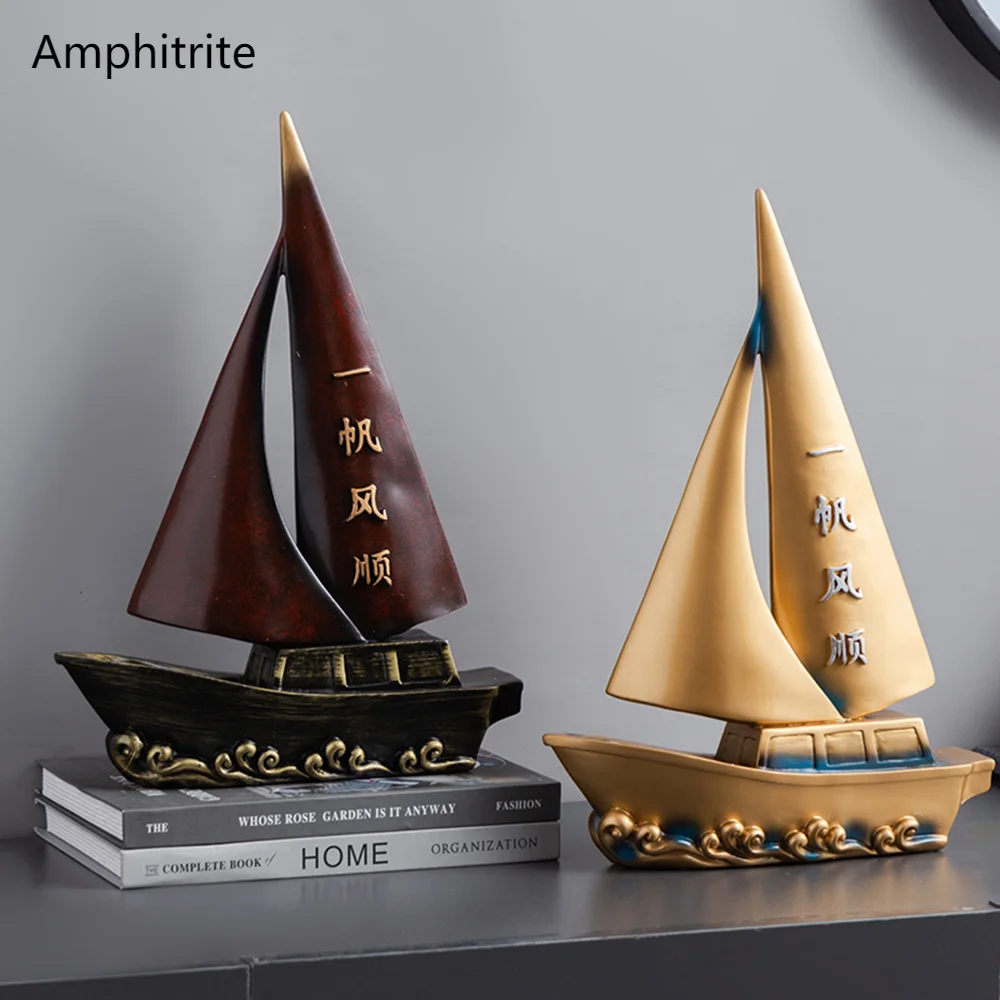 

Sail Boat Statues And Sculptures Figurines For Interiors Modern Home Garden Decoration Living Room Ornaments Desk Accessories