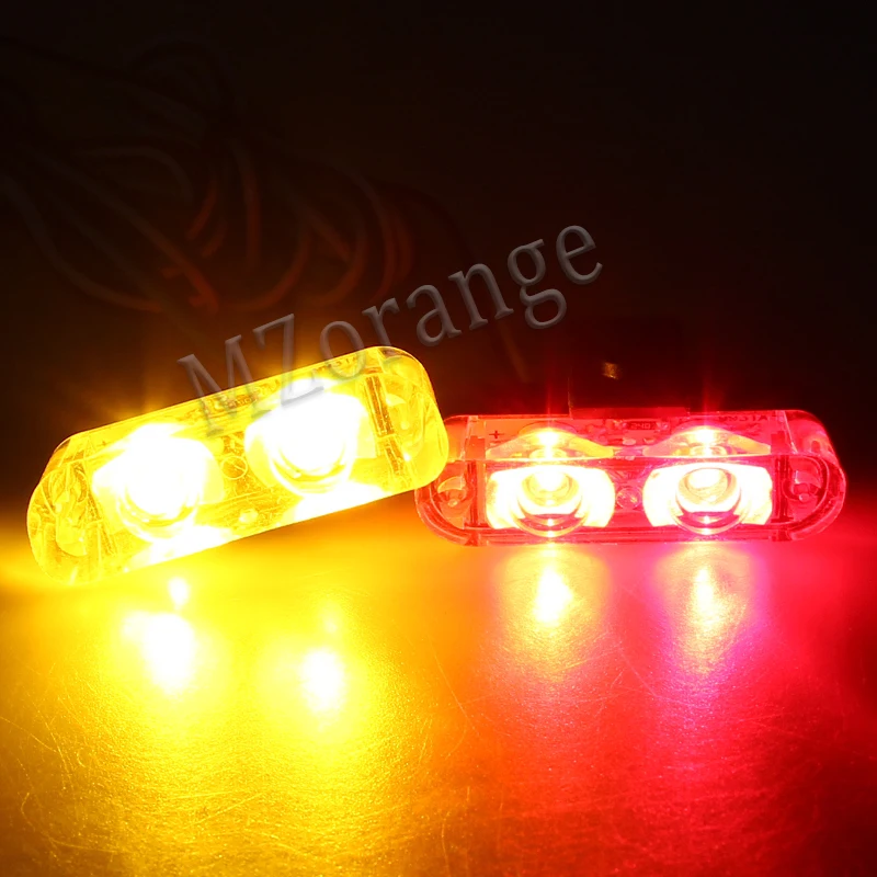 Высокая яркость 12 В 2X2 4LED Красный/Синий Желтый автомобиль полицейский стробоскоп вспышка светильник авариПредупреждение 3 мигающий противотуманный светильник s Стайлинг автомобиля - Цвет: Yellow and Red