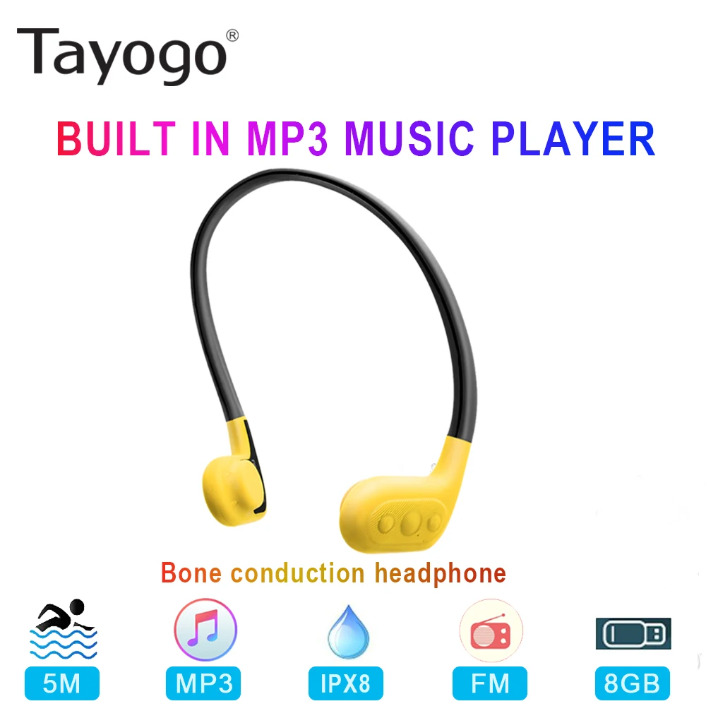 Tayogo W01 подводные наушники с костной проводимостью Bulit в MP3 плеер FM радио 8 Гб IPX8