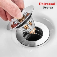 universal bounce core pop up sink drain filter bathroom stainless steel push bounce core hair stopper basin pop up drain filter