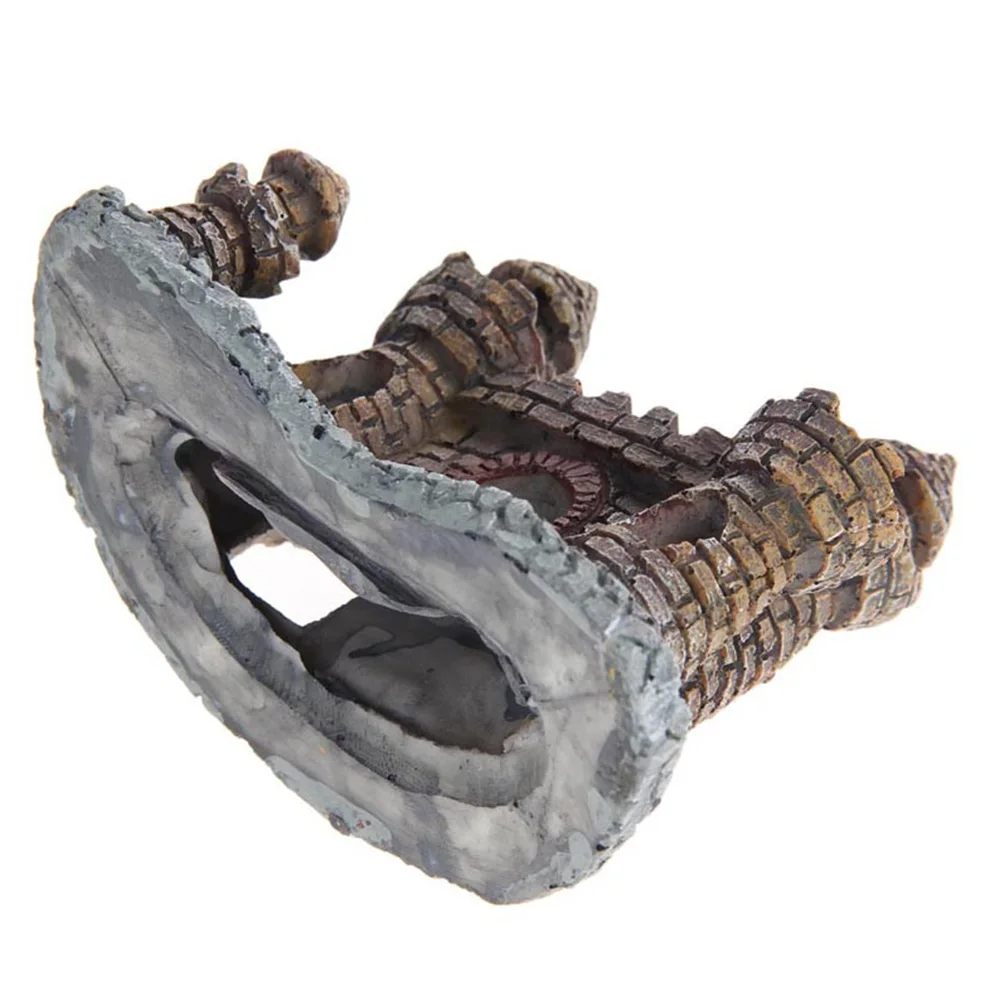 Серые руины замок для аквариума орнаорнамент Аквариум Украшение Ретро стиль