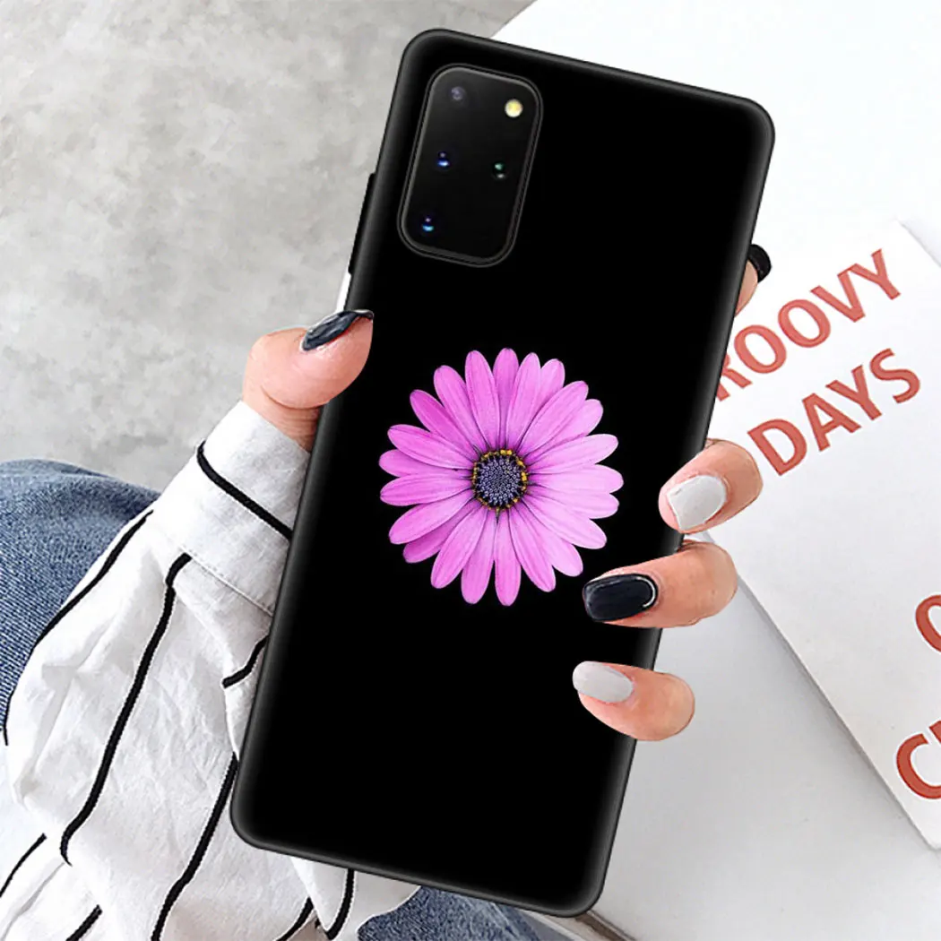 Soft silicone Cover for Samsung Note 8 9 S6 S7 Edge S8 S10 10 Plus S10E Black Phone Case Summer Daisy Sunflower Floral | Мобильные
