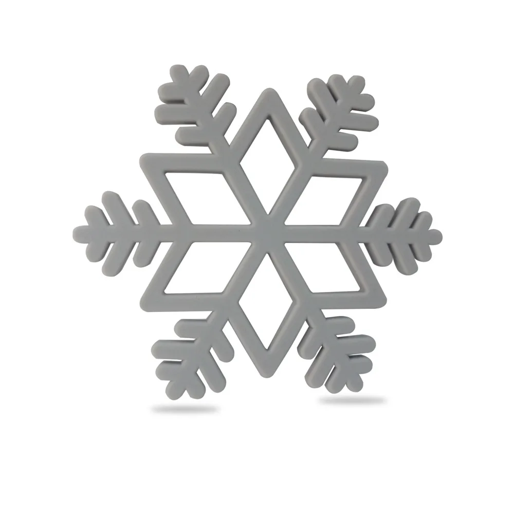 Snowflake-Grey Детские Силиконовые Прорезыватели, BPA бесплатно, Прорезыватель для зубов, игрушка для рождественской елки, Санта-Клауса, снежинки, Детские Прорезыватели, силиконовые бусины, сделай сам, цепочка - Цвет: Snowflake-Grey