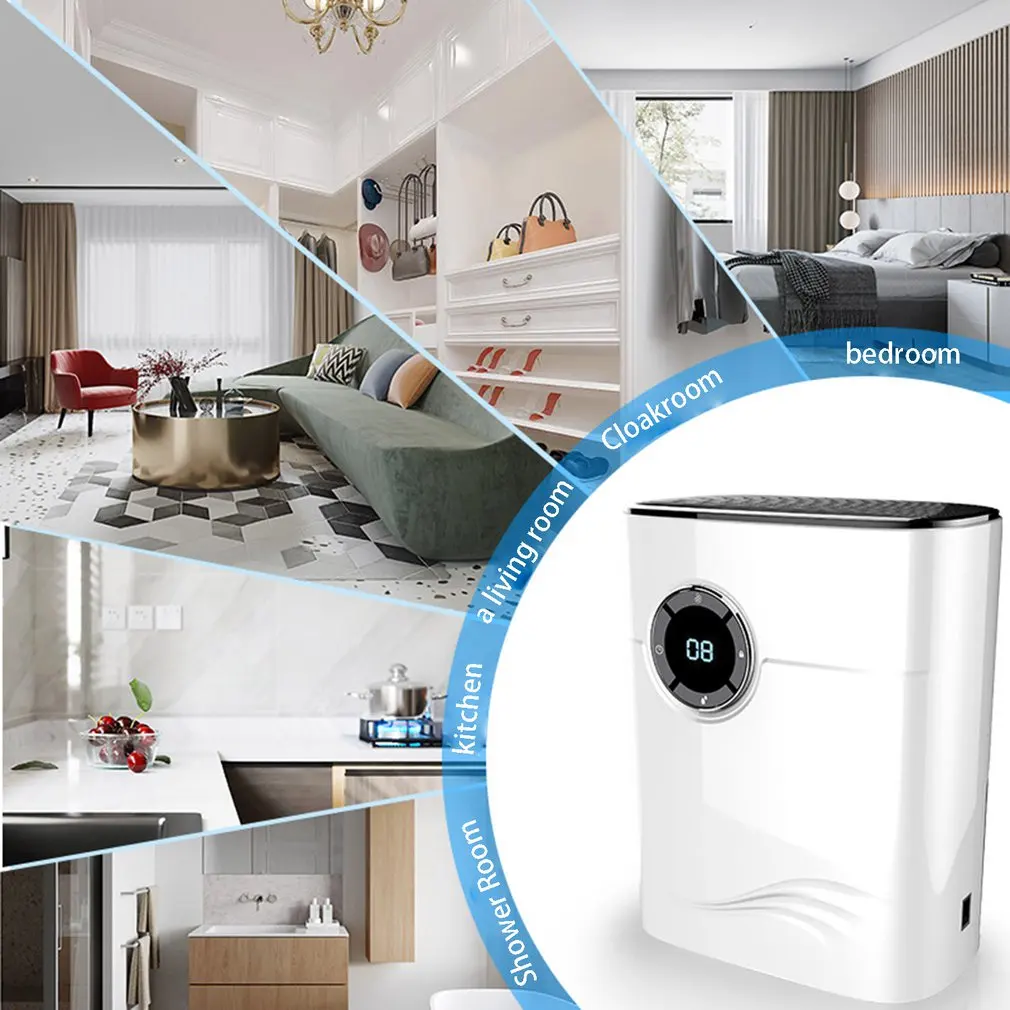 

Electric Mini Air Dehumidifier 600mL Portable LED Discplay Air Purifier Machine Automatic Power-off Defrost For Home
