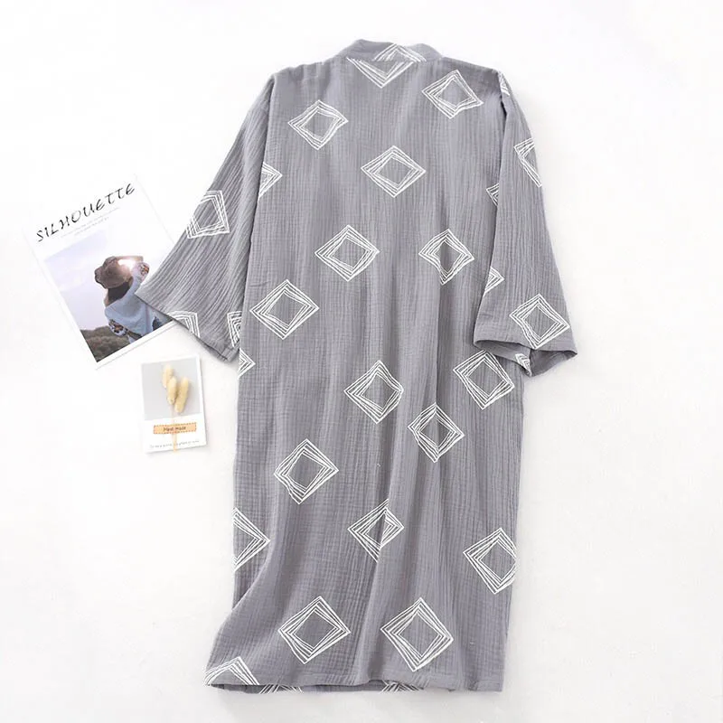 Новые весенне летние мужские пижамы простые удобные газовые хлопковые халаты