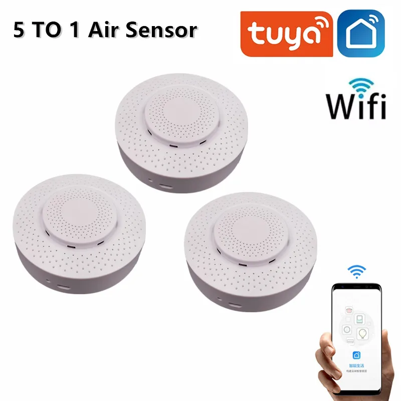 

CO2 HCHO VOC формальдегид двуокиси углерода Сенсор для Tuya Smart Life APP воздуха монитор Wi-Fi домашней автоматизации Предупреждение сигнализация детек...