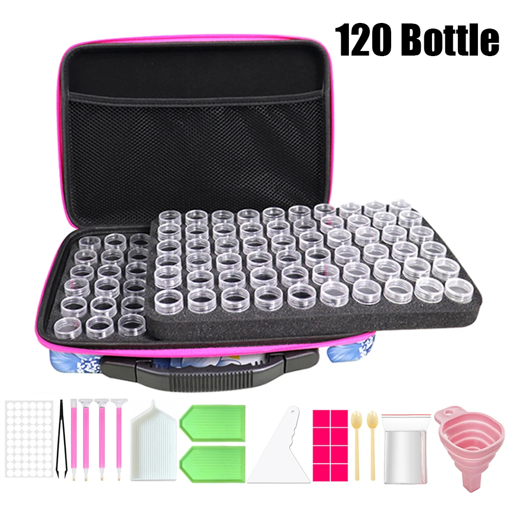 

15/54/60/70/80/120Bottles Diamond Painting Mosaic Bead Organizer Box Accessories Embroidery Container Bag Zipper Carry Case Tool