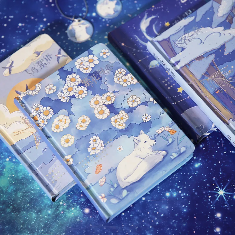 

The White Fox Hardcover Notebook 160P Colorful Blank Paper Book Cute Sketchbook Journal Diary Gift