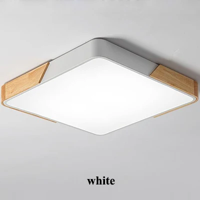 WHITE Nordic Square Oak Alloy Led Chandelier Lighting Living Room App Dimmable Led Ceiling Chandelier Lamp Bedroom Led Lights Fixtures - Цвет абажура: WHITE