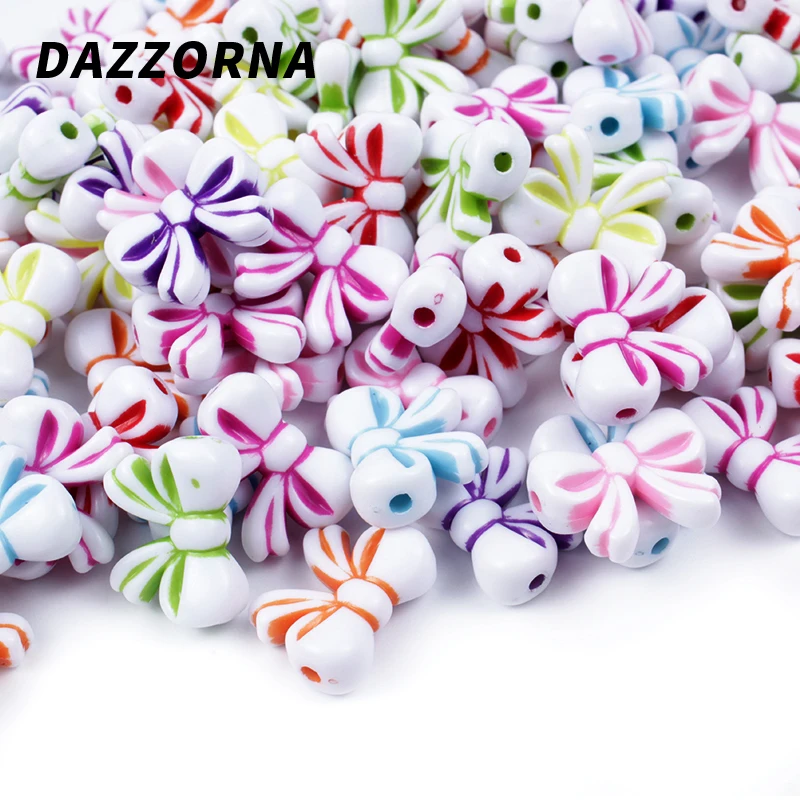 

30/60Pcs New Mix Acrylic Beads Cute Bow Loose Beads for DIY Handmade Beads Crafts Jewelry Necklace Bracelet Acceosries