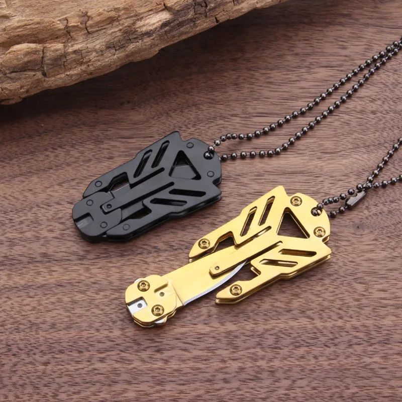 Нож Портативный Карманный для самообороны миниатюрный Клинок с цепочкой