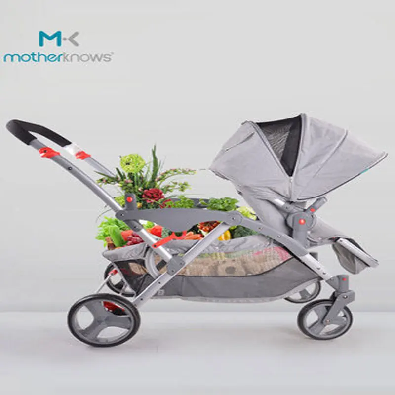 Брендовая детская легкая большая коляска-двойка складная спереди и сзади