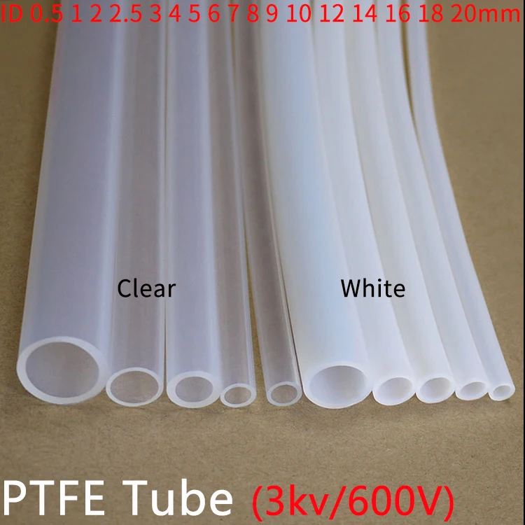 

PTFE Tube ID 0.5 1 2 2.5 3 4 5 6 7 8 10 12 14 16 18 20 mm F46 Insulated Hose Rigid Pipe Temperature Corrosion Resistance 600V