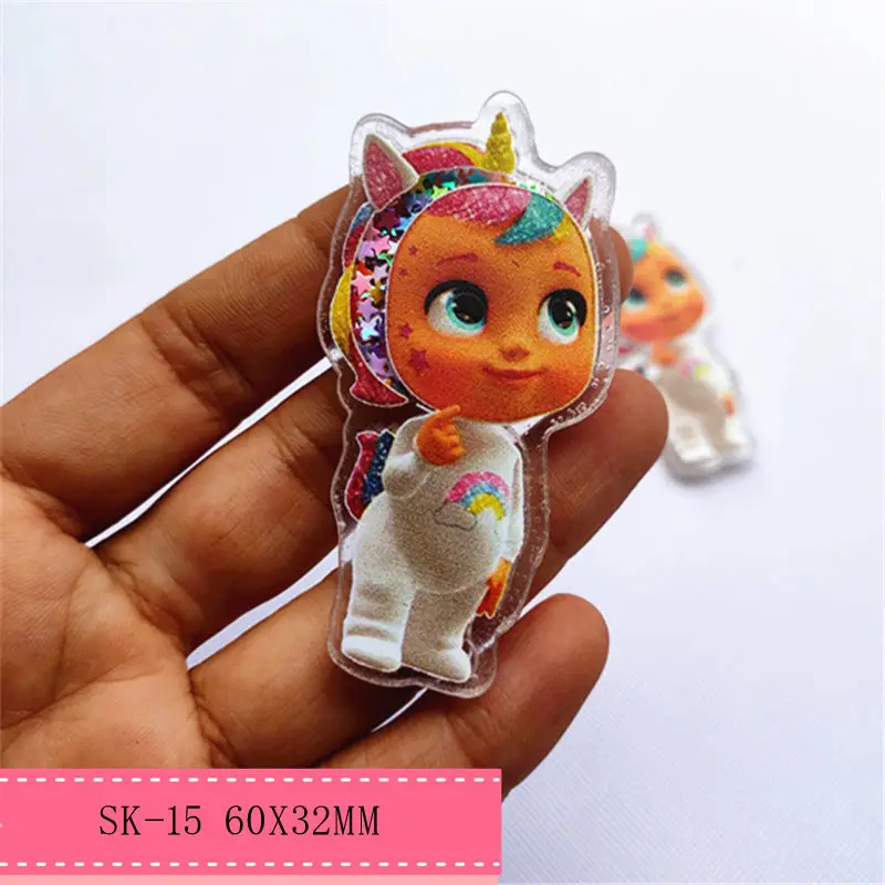 

1pcs cartoon character Quicksand Acrylic Sequins custom Shaker Resins DIY bow center SK-15