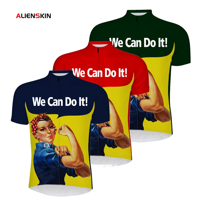 Мы можем сделать это Женская велосипедная футболка одежда красная синяя зеленая